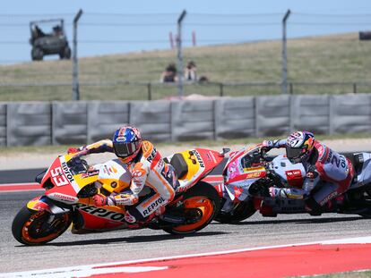 Márquez y Bastianini ruedan en el circuito de Austin.