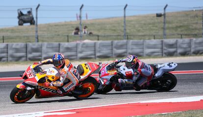Márquez y Bastianini ruedan en el circuito de Austin.