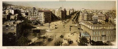 El cruce de Diagonal y Paseo de Gr&agrave;cia a principios del siglo XX. La ciudad siempre cambiante fue objetivo predilecto de las odas