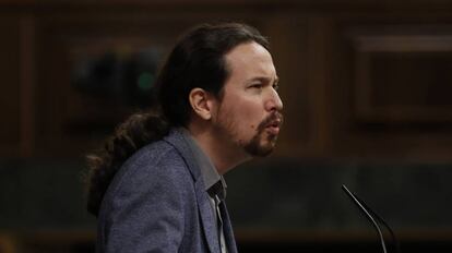 El líder de Podemos Pablo Iglesias en el Congreso, el pasado 12 de diciembre. 