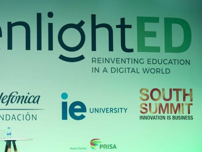 El presidente ejecutivo de Telefónica, José María Álvarez-Pallete, en la inaguración de 'enlightED', evento del South Summit 2018.
 