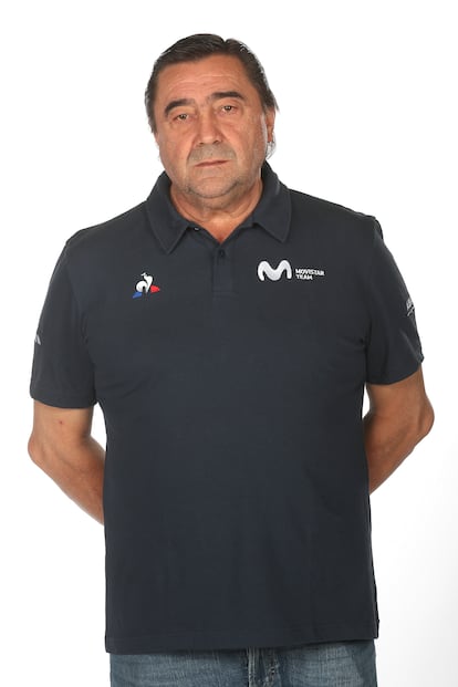 Jesús Hoyos, en el álbum del equipo Movistar de 2020.