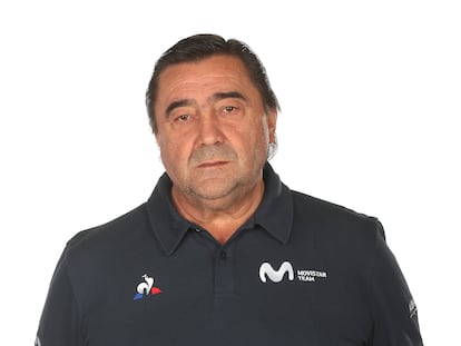 Jesús Hoyos, en el álbum del equipo Movistar de 2020.