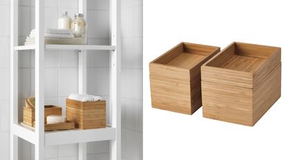 Ikea ha diseñado unas cajas para almacenar pequeños objetos en el baño construidas en un material ideal como el bambú.