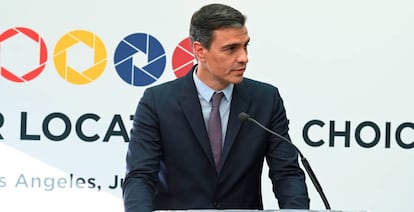 El presidente del Gobierno, Pedro Sánchez, en los estudios de NBC Universal en Los Ángeles.