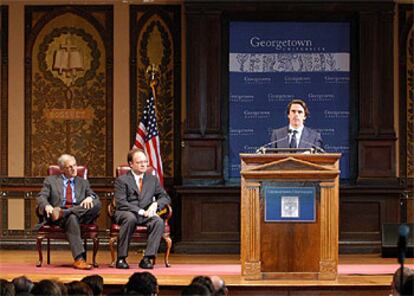 El ex presidente José María Aznar, durante la conferencia que pronunció en la Universidad de Georgetown.