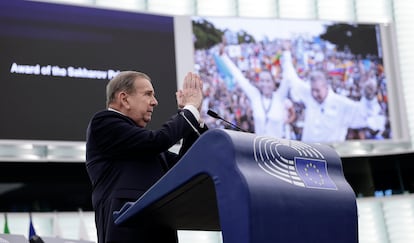 Edmundo González, durante su intervención en la Eurocámara el 17 de diciembre en Estrasburgo.
