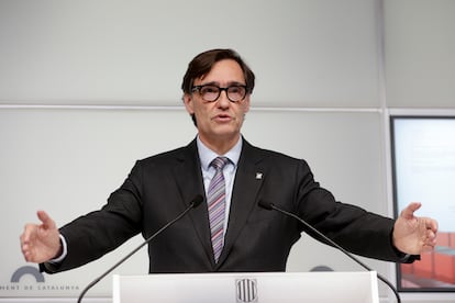 Salvador Illa, durante la rueda de prensa que ofreció el jueves pasado en el Parlament.