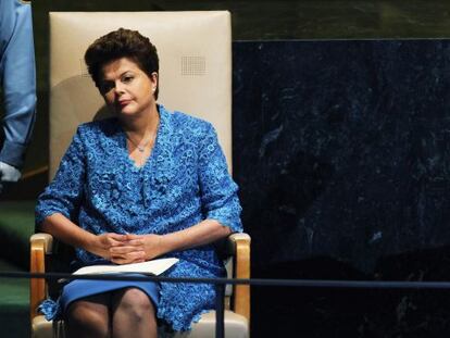 La presidenta de Brasil, Dilma Rousseff, espera su turno para hacer la intervención inaugural de la Asamblea General de la ONU, el pasado 21 de septiembre.