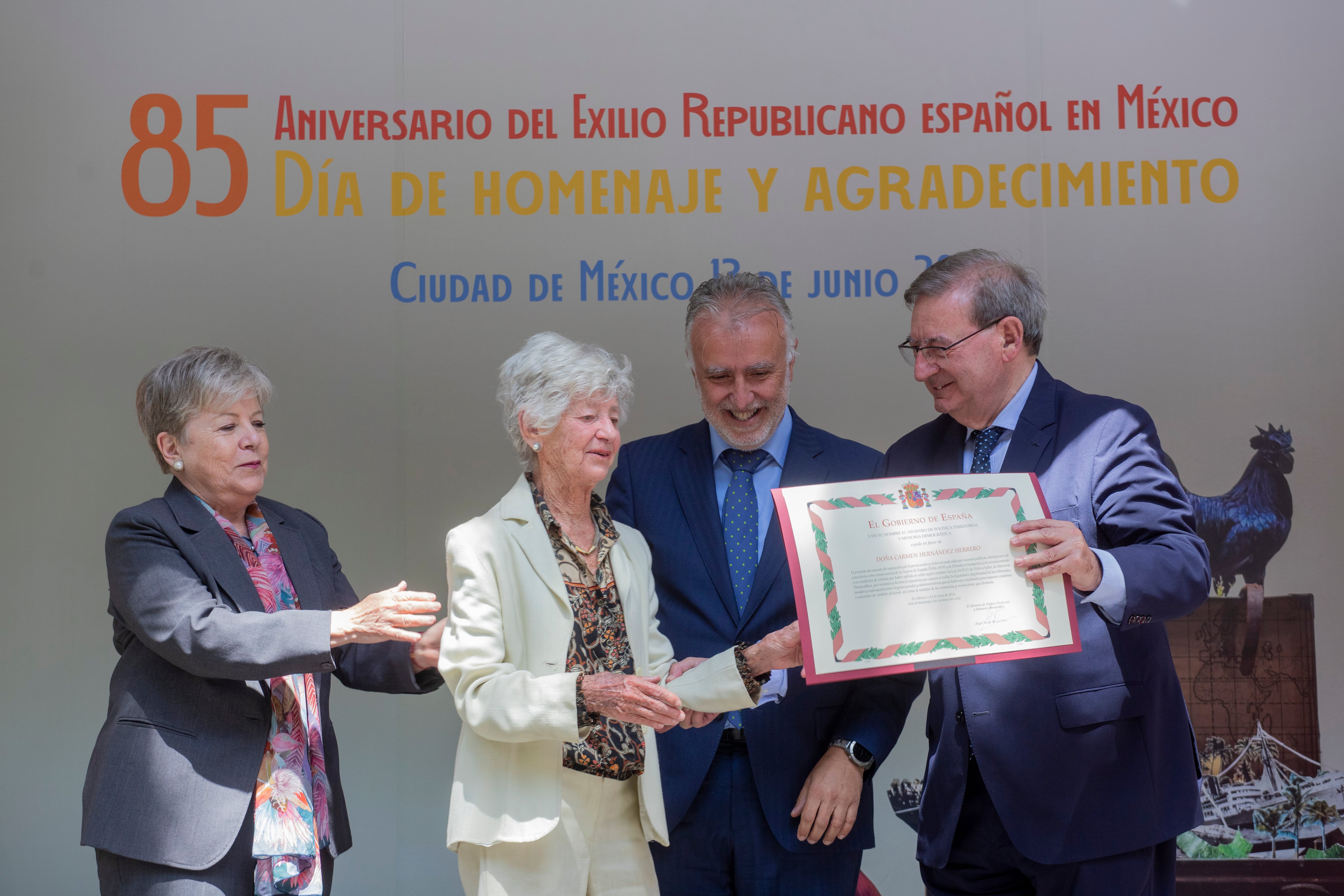Homenaje al 85 aniversario del exilio español en México en la embajada de España, el 13 de junio de 2024.