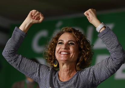La secretaria general del PSOE de Andalucía, María Jesús Montero, en el Congreso del PSOE de Cádiz, en abril.