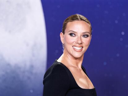 Scarlett Johansson, en la presentación en Madrid de 'Fly Me To The Moon' el jueves por la noche.