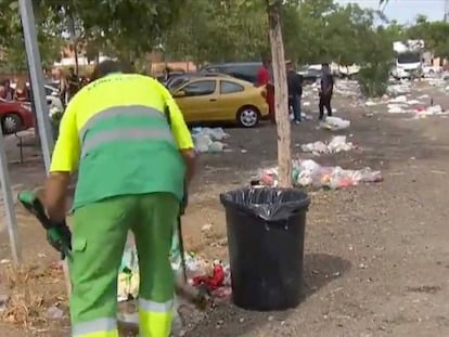 Los servicios de limpieza este domingo.