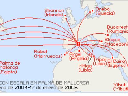 Ruta de los supuestos vuelos de la CIA