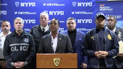 La comisionada de Policía de Nueva York, Keechant Sewell, durante una rueda de prensa sobre el ataque del pasado 31 de diciembre.