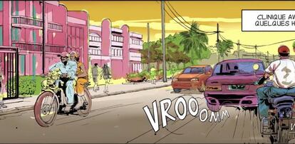 Imagen del cómic Vaudoo Soccer, de Simon Mbumbo.