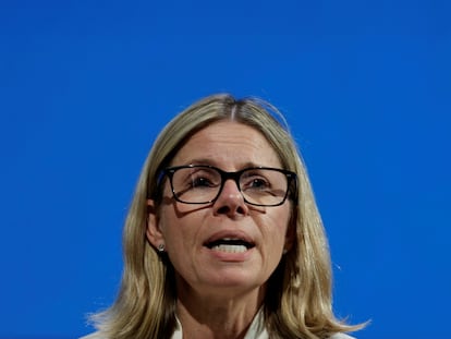 La directora gerente para Operaciones del Banco Mundial, Anna Bjerde, durante las reuniones anuales de la institución en Marraquech.