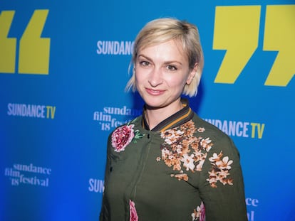 A diretora de fotografia Halyna Hutchins na festa de abertura do Sundance Film Festival de 2018 em Park City, Utah.