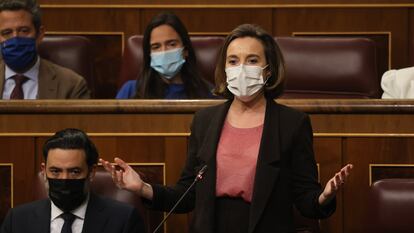 Cuca Gamarra, durante su intervención en el Congreso. 