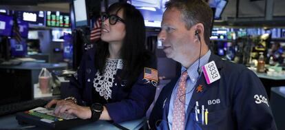 Operadores en la Bolsa de Nueva York.