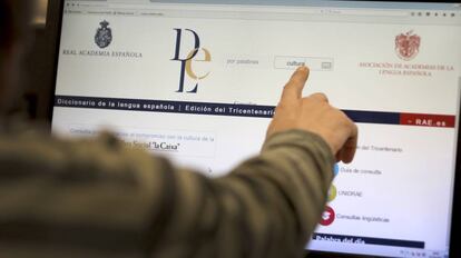 Un usuario busca en la página web de la Real Academia Española, versión para internet del Diccionario de la RAE.