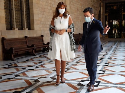 El presidente de la Generalitat, Pere Aragonès, y la presidenta del Parlament, Laura Borràs, en una imagen de archivo.