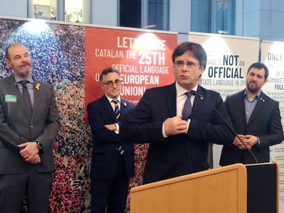 Carles Puigdemont en el Parlamento Europeo la semana pasada.