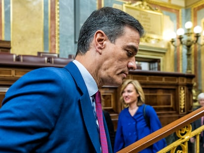 El presidente del Gobierno, Pedro Sánchez, durante la sesión de control al Gobierno en el Congreso el miércoles.