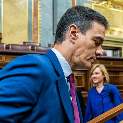 El presidente del Gobierno, Pedro Sánchez, durante la sesión de control al Gobierno en el Congreso el miércoles.