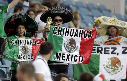 Seguidore de la selección de México animan a su equipo.