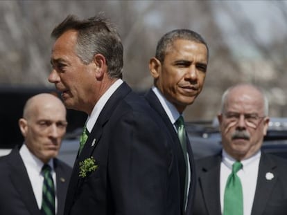 O líder republicano no Congreso, John Boehner, e Barack Obama