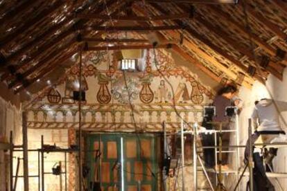 Obras de restauración de la iglesia de San Andrés de Pachama.