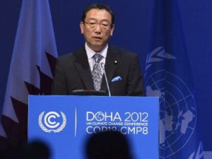 El ministro japon&eacute;s de Medioambiente,  Hiroyuki Nagahama, durante la cumbre mundial de la ONU sobre cambio clim&aacute;tico.