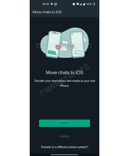 Nueva opción de pasar chats a iOS.