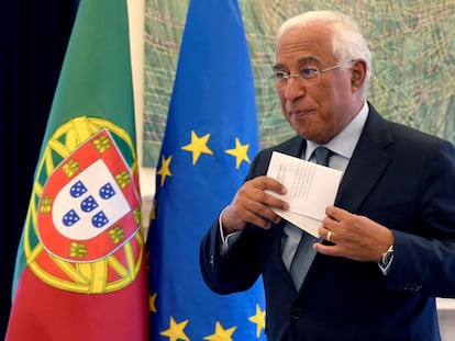 António Costa, en su intervención para anunciar su dimisión como primer ministro de Portugal, este martes en Lisboa.