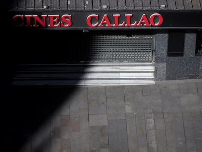 Cines Callao de Madrid este viernes, cerrados para frenar el avance del coronavirus.