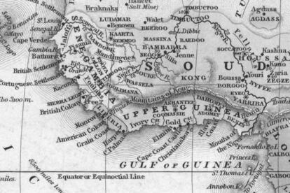 Un atlas de 1839 con las montañas de Kong, que jamás existieron.