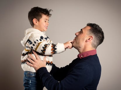 Jesús Lunar plays with his son Javier in a photo taken last December in Córdoba, Spain.