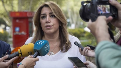 Susana Díaz, este martes en Lisboa.