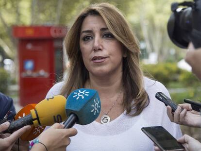 Susana D&iacute;az, este martes en Lisboa. 