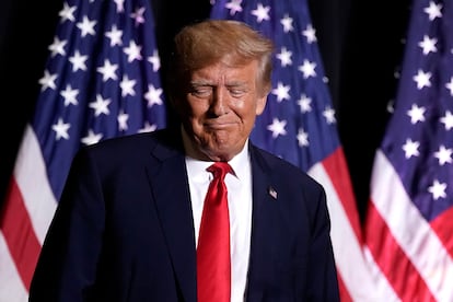 Former President Donald Trump speaks during a rally, July 7, 2023, in Council Bluffs, Iowa.