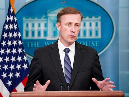 White House National Security Advisor Jake Sullivan speaks during a press briefing at the White House in Washington, D.C., U.S., September 15, 2023.