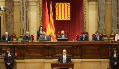 Jordi Turull, durante su debate de investidura en el Parlament.