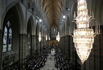 Vista general de la abadía de Westminster, donde se llevó a cabo este lunes el funeral de Estado de la reina Isabel II.