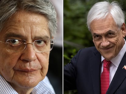 O presidente do Equador, Guillermo Lasso, e seu par chileno, Sebastián Piñera.