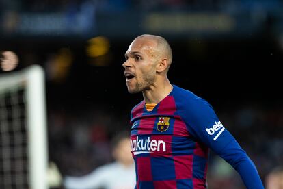 Braithwaite, durante el duelo ante la Real Sociedad.