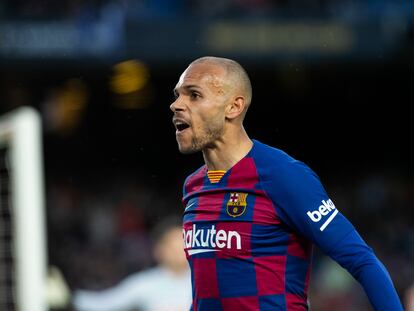 Braithwaite, durante el duelo ante la Real Sociedad.