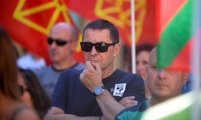 Arnaldo Otegi durante una manifestaci&oacute;n por la independencia del Pa&iacute;s Vasco celebrada el 13 de agosto en San Sebasti&aacute;n. 