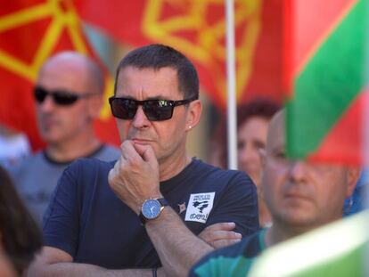 Arnaldo Otegi durante una manifestaci&oacute;n por la independencia del Pa&iacute;s Vasco celebrada el 13 de agosto en San Sebasti&aacute;n. 