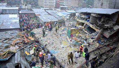 El edificio derrumbado en Nairobi. 